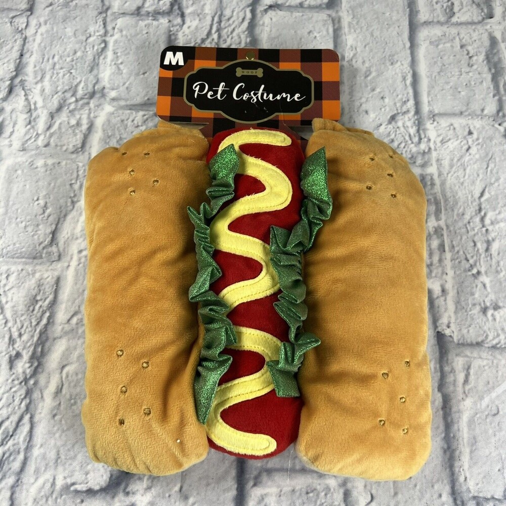 Woof HOT DOG Pet Dog Costume Medium 14-16" Length x 21" Girth !!!NEW!!!